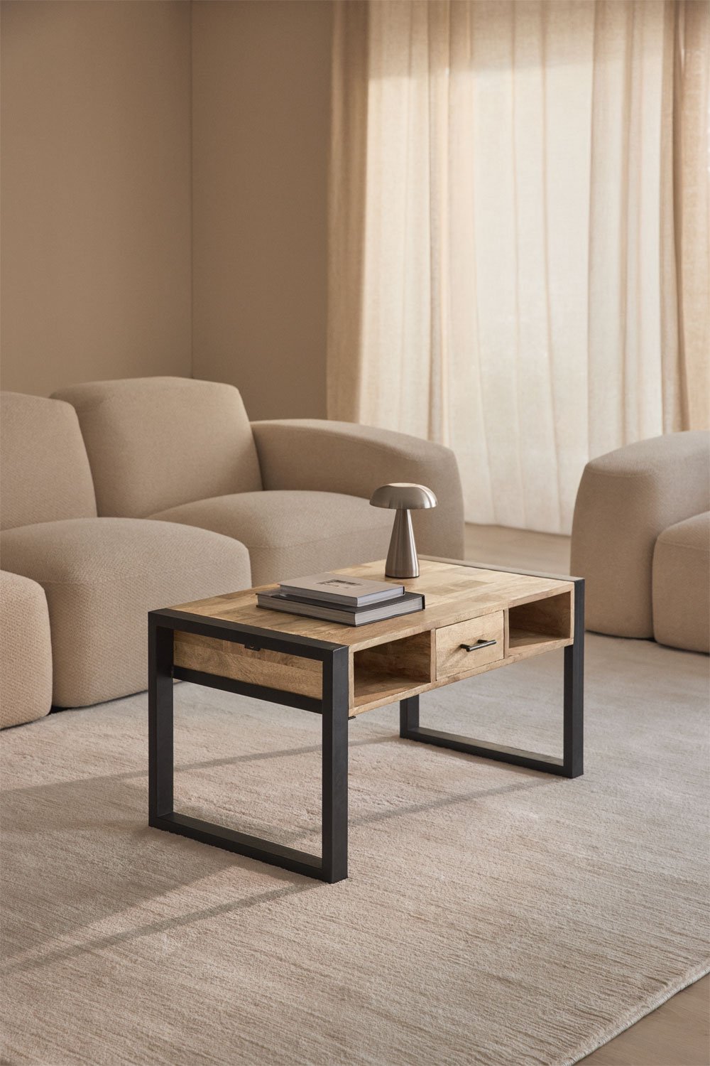 Table basse rectangulaire en bois de manguier (90x45 cm) Keblar, image de la galerie 1