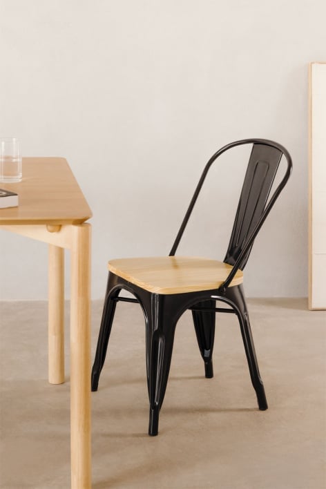 Chaise de salle à manger empilable Lix - Bois Naturel - Noir