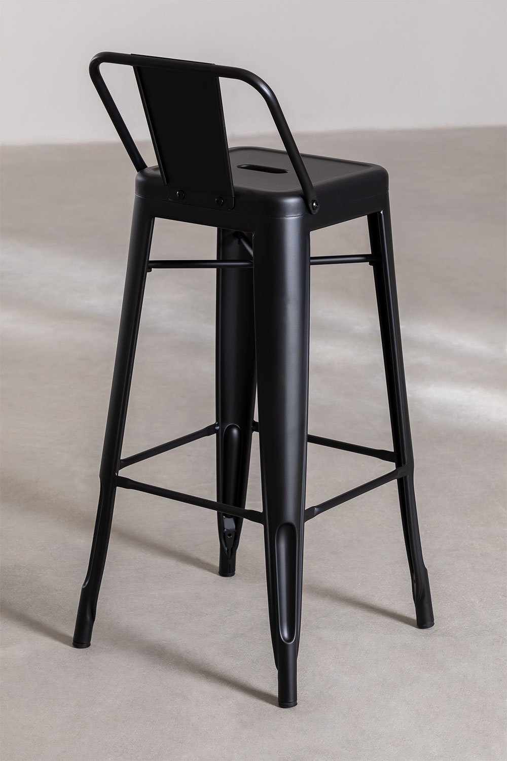 Tabouret haut ↑75 cm avec dossier en acier Lix, image de la galerie 5