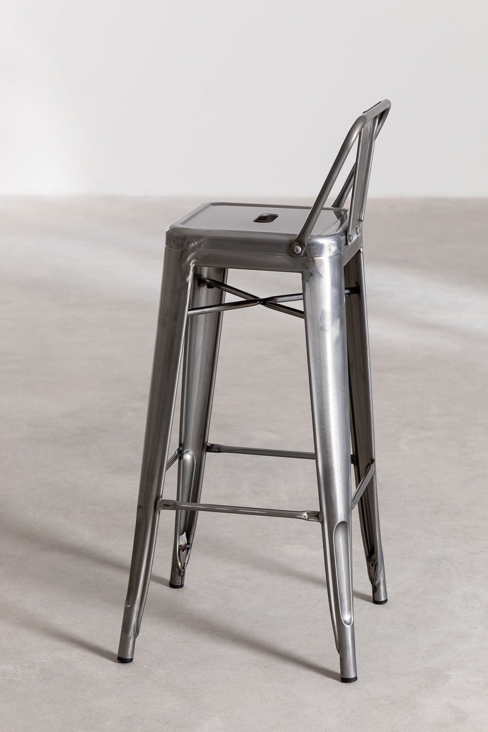 Tabouret haut ↑75 cm avec dossier en acier Lix, image de la galerie 4