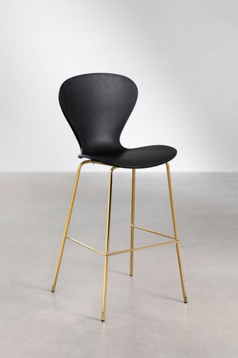 Tabouret haut 75 cm noir et pieds en fer doré Uit - Polypropylène Noir