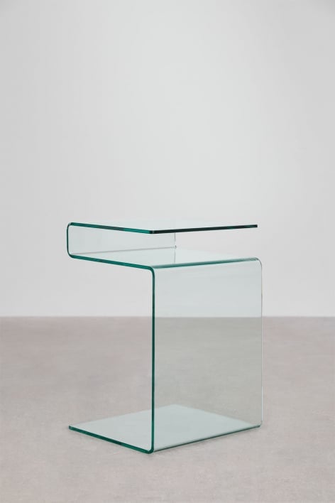 Table de chevet rectangulaire 40x35 cm en verre trempé Diora