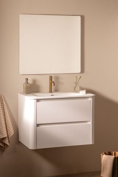 Ensemble de meubles de salle de bain en bois Egerton avec lavabo intégré - Blanc