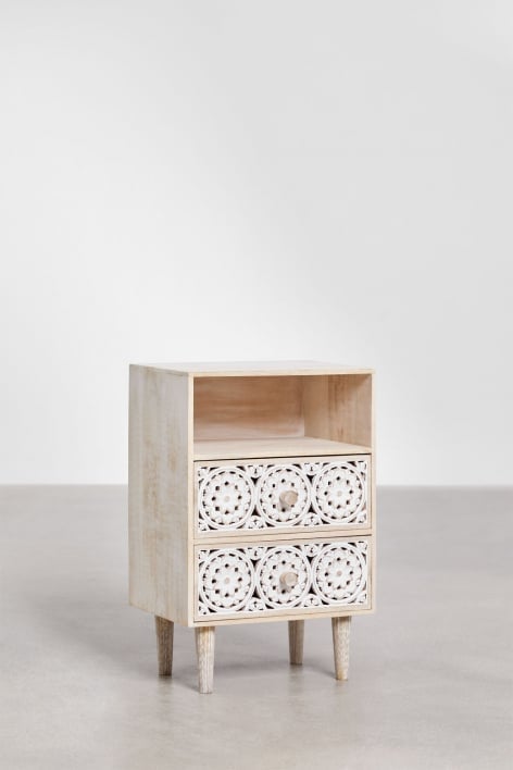 Lot de 2 tables de chevet rectangulaires 35x30 cm en bois de manguier Ardel