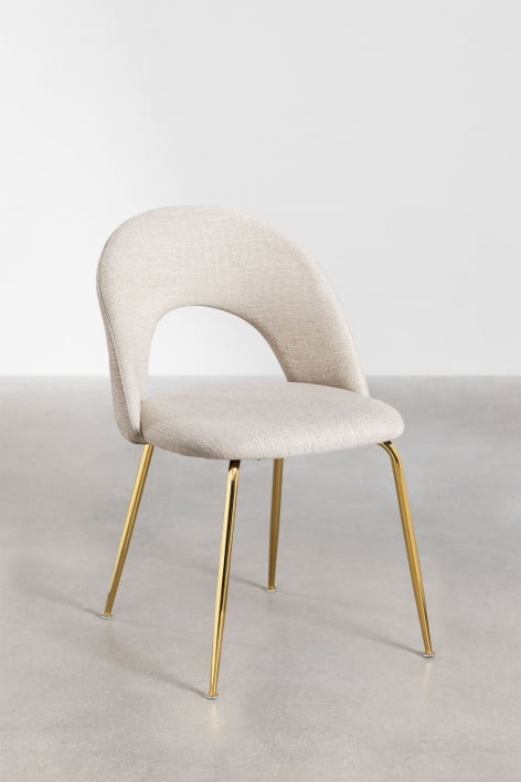 Chaise de salle à manger rembourrée Glorys - Tissu Beige