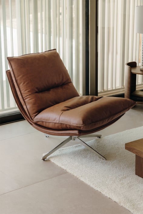 Fauteuil pivotant en similicuir Sisko - Similicuir Brun Praliné