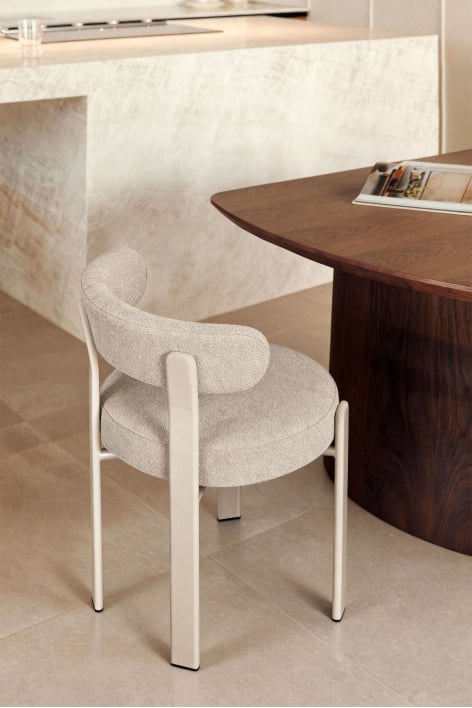 Chaise de salle à manger rembourrée et en fer Jolie - Blanc Gardenia