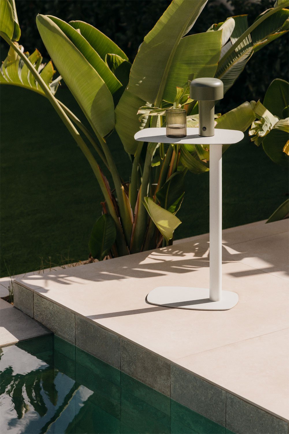 Table d'appoint rectangulaire pour jardin 40x25 cm en acier inoxydable Odelia, image de la galerie 1