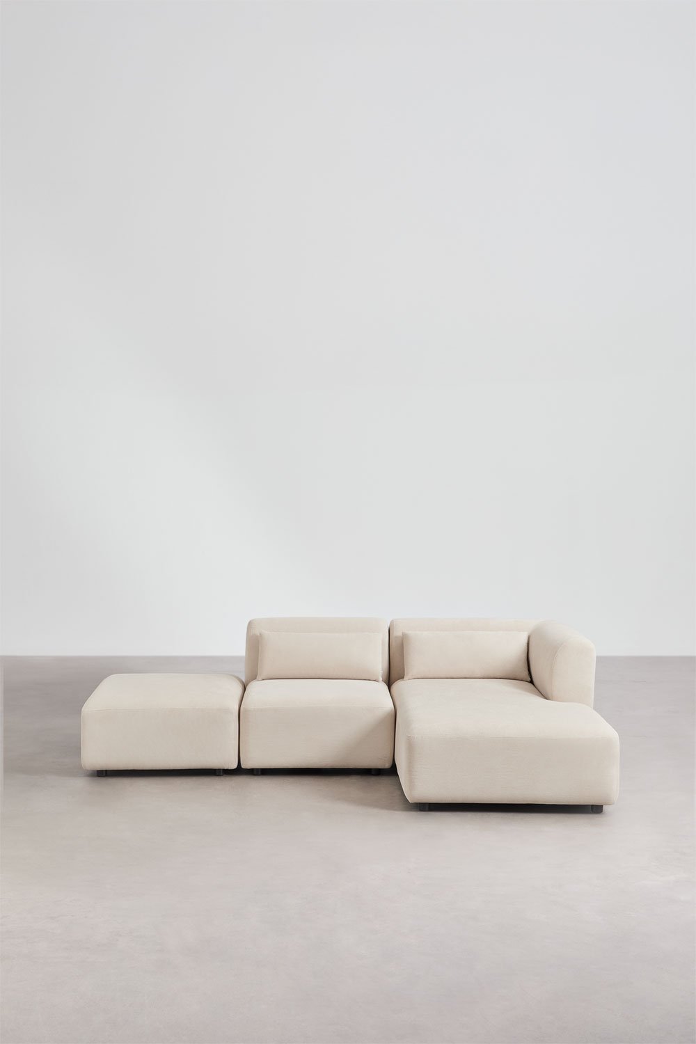 Canapé modulable 2 pièces méridienne droite avec pouf Fogler, image de la galerie 3