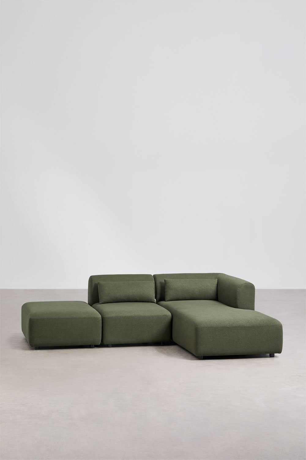 Canapé modulable 2 pièces méridienne droite avec pouf Fogler, image de la galerie 1