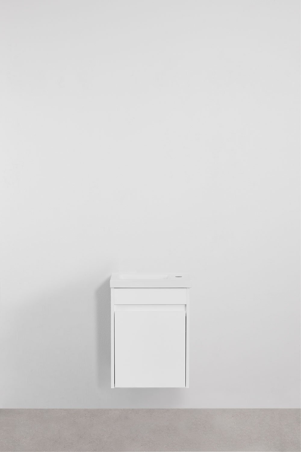 Ensemble de meuble de salle de bain suspendu en bois avec lavabo intégré Narek, image de la galerie 2