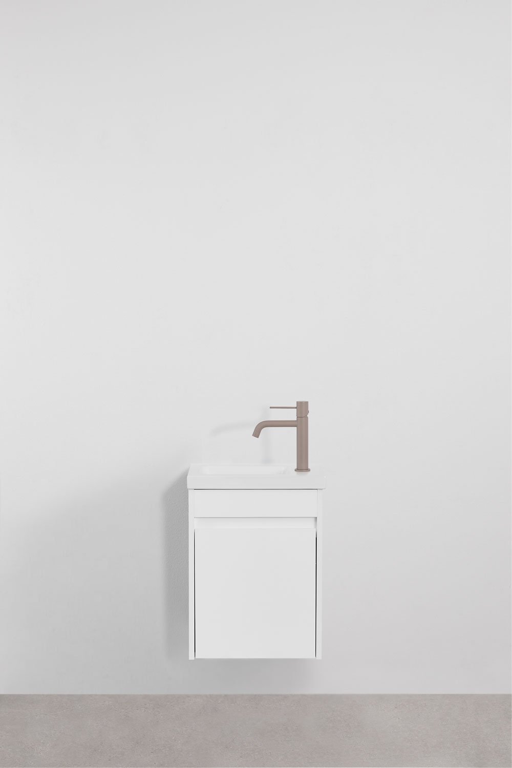 Ensemble meuble de salle de bain suspendu en bois avec lavabo intégré Narek, image de la galerie 2