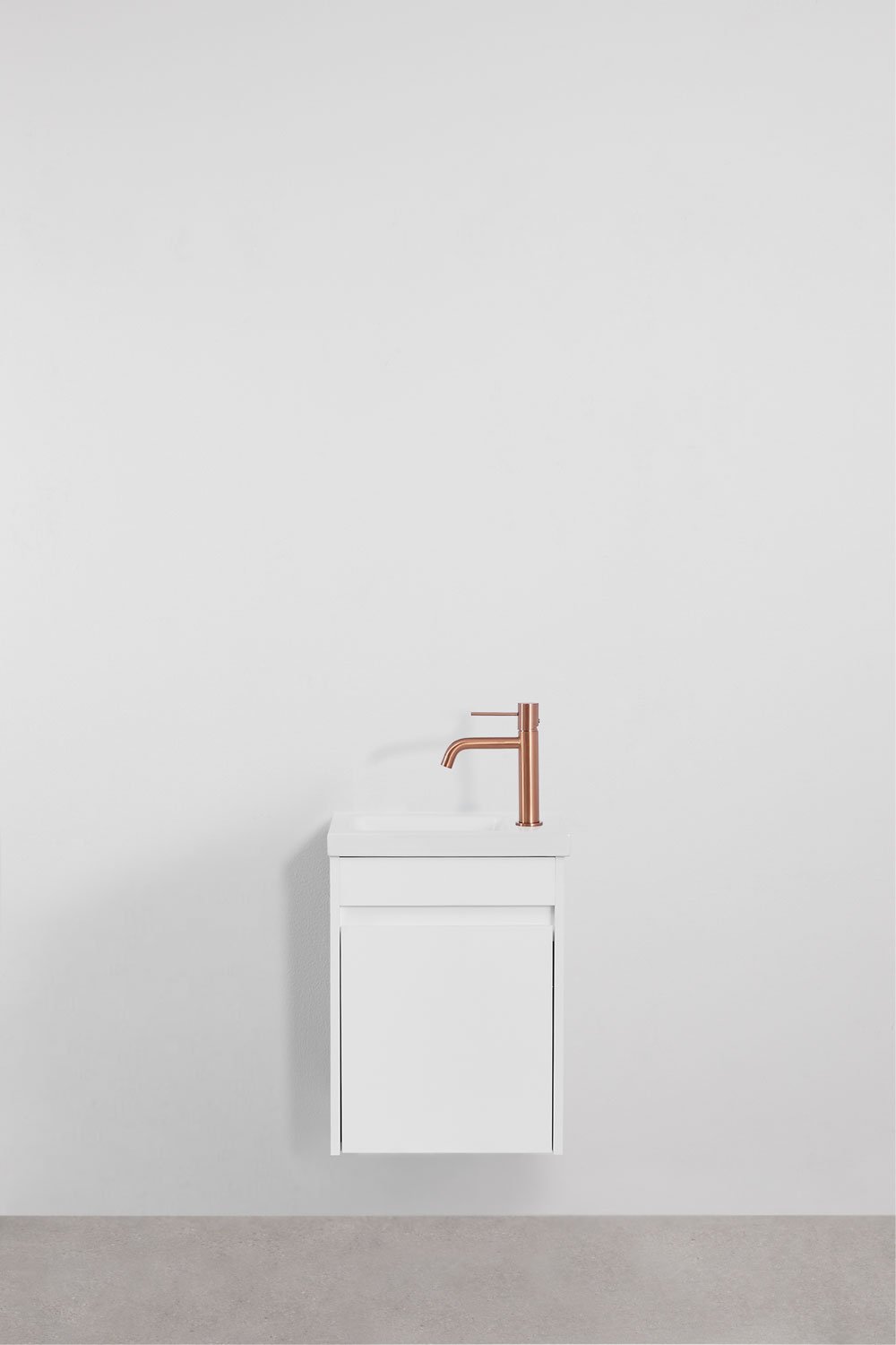 Ensemble meuble de salle de bain suspendu en bois avec lavabo intégré Narek, image de la galerie 2