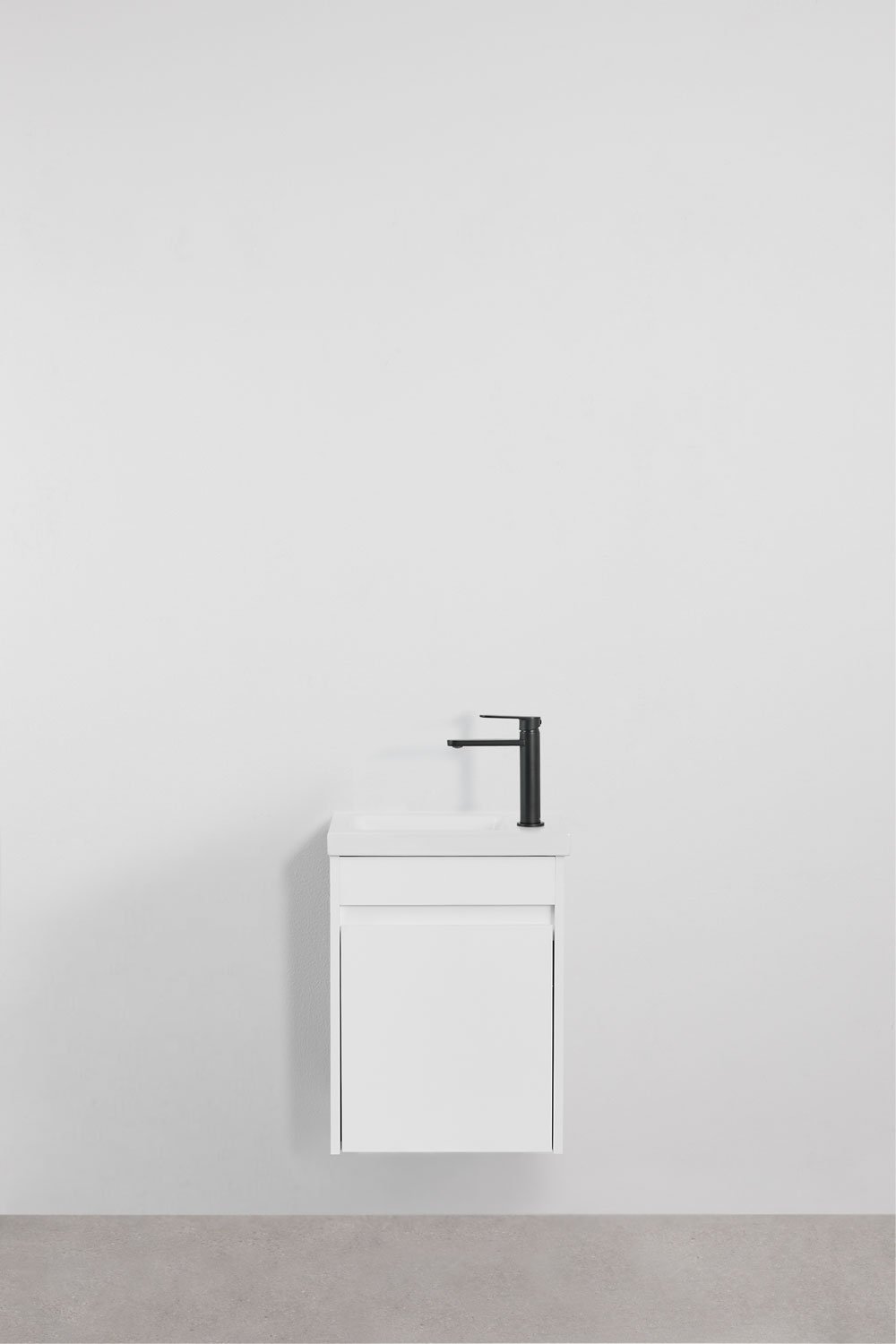 Ensemble meuble de salle de bain suspendu en bois avec lavabo intégré Narek, image de la galerie 2
