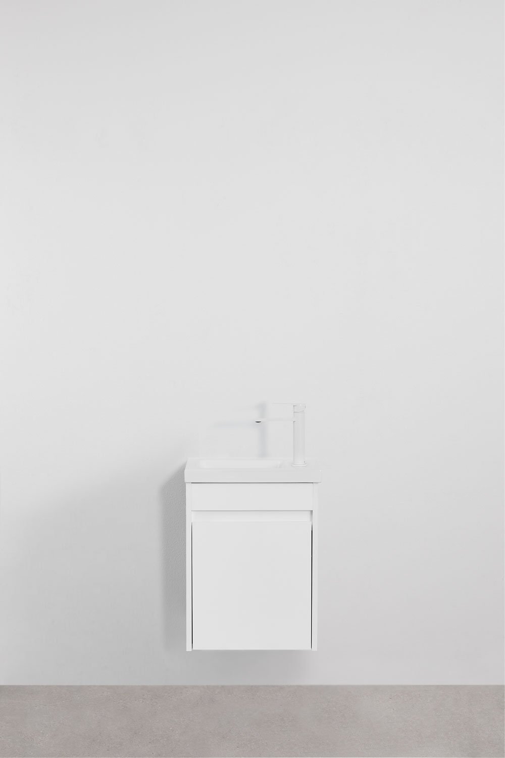 Ensemble meuble de salle de bain suspendu en bois avec lavabo intégré Narek, image de la galerie 2