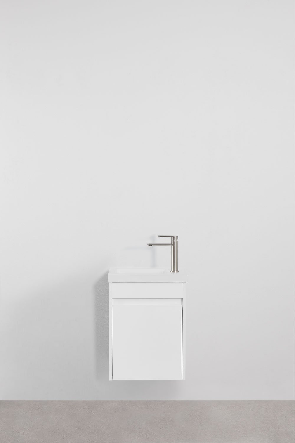Ensemble meuble de salle de bain suspendu en bois avec lavabo intégré Narek, image de la galerie 2