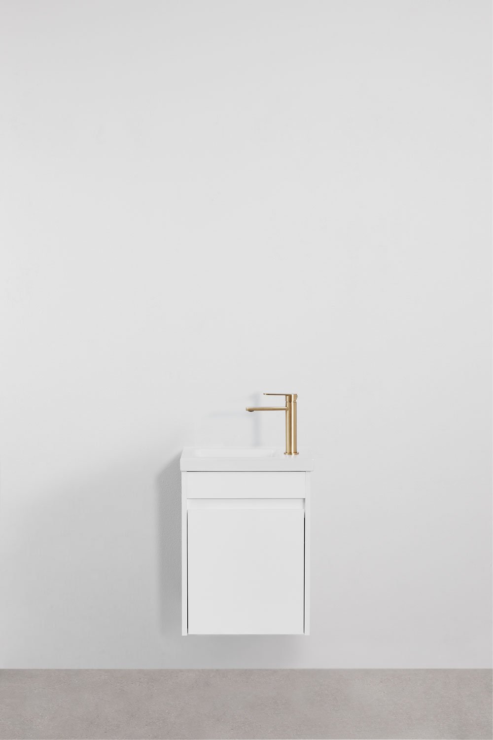 Ensemble meuble de salle de bain suspendu en bois avec lavabo intégré Narek, image de la galerie 2