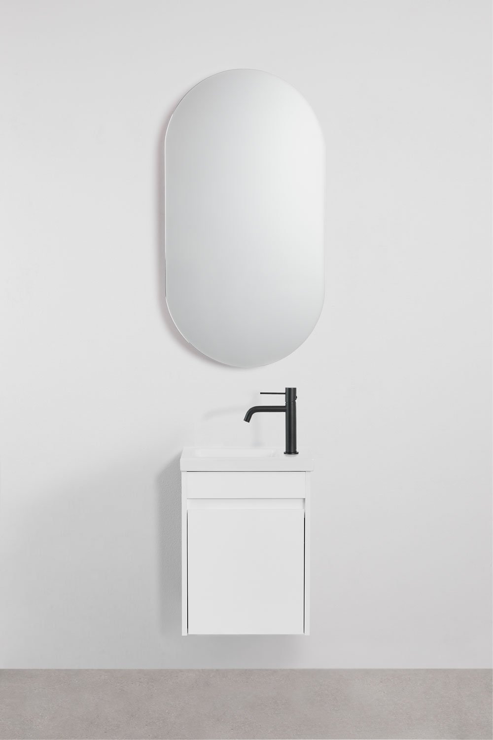 Ensemble de meuble de salle de bain suspendu en bois avec lavabo intégré Narek, image de la galerie 2