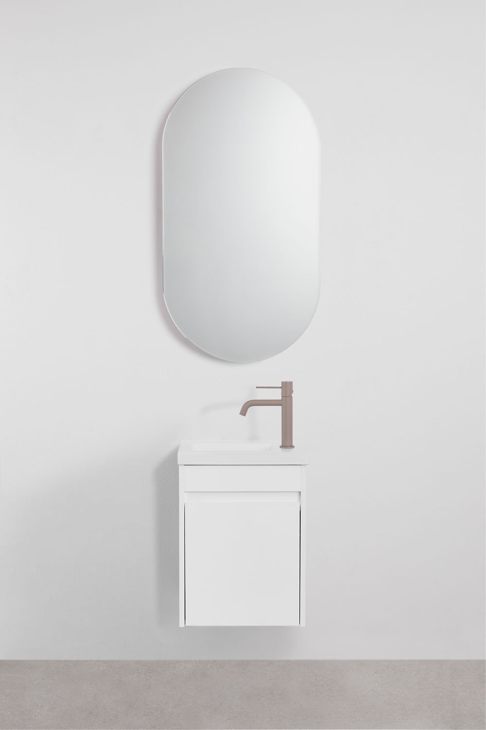 Ensemble meuble de salle de bain suspendu en bois avec lavabo intégré Narek, image de la galerie 2
