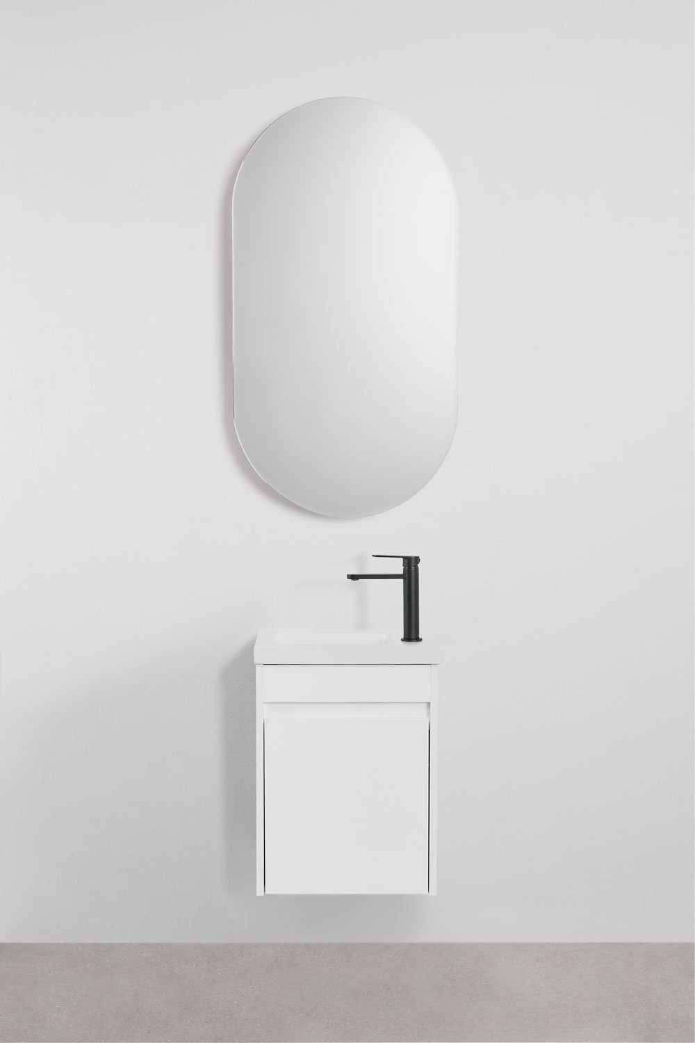 Ensemble meuble de salle de bain suspendu en bois avec lavabo intégré Narek, image de la galerie 2