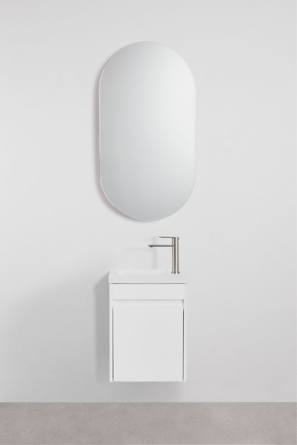 Ensemble meuble de salle de bain suspendu en bois avec lavabo intégré Narek, image de la galerie 2