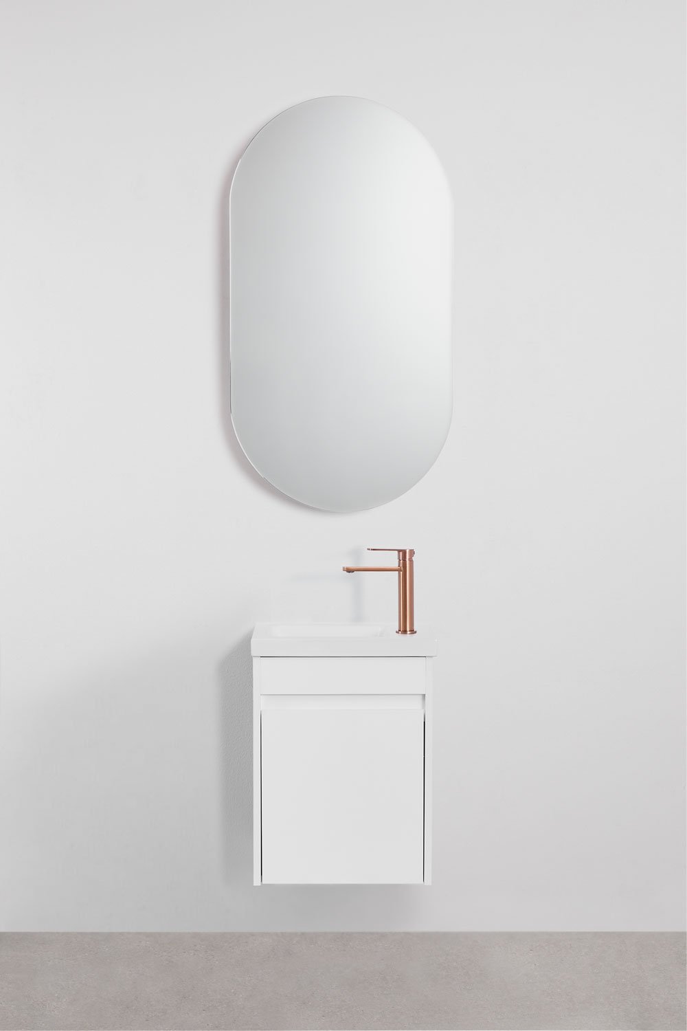 Ensemble meuble de salle de bain suspendu en bois avec lavabo intégré Narek, image de la galerie 2