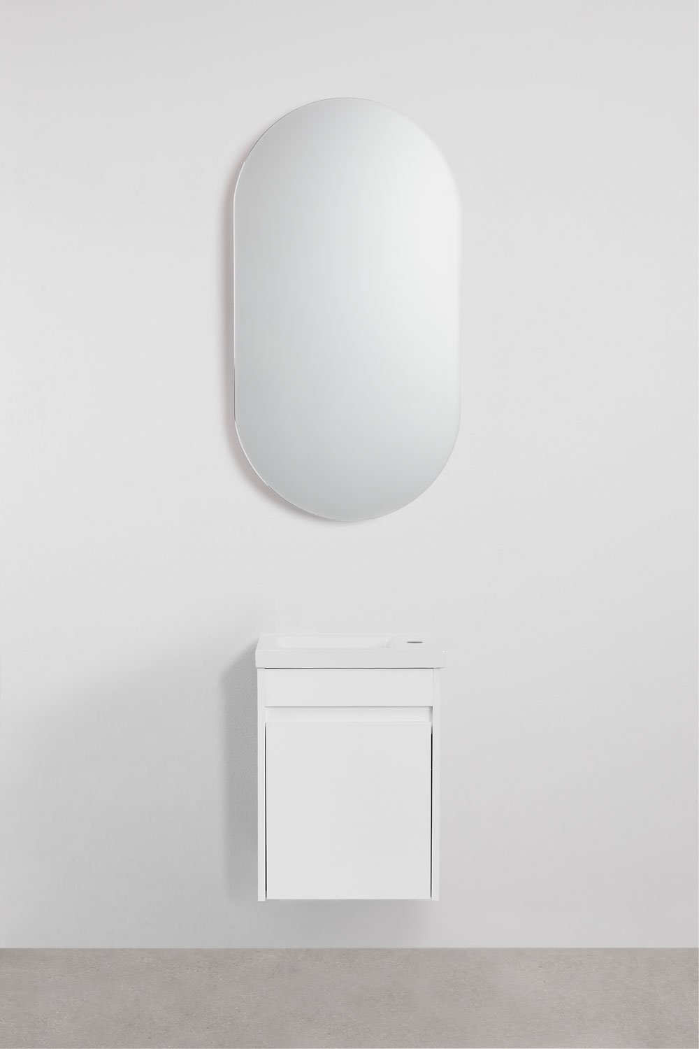 Ensemble meuble de salle de bain suspendu en bois avec lavabo intégré Narek, image de la galerie 2