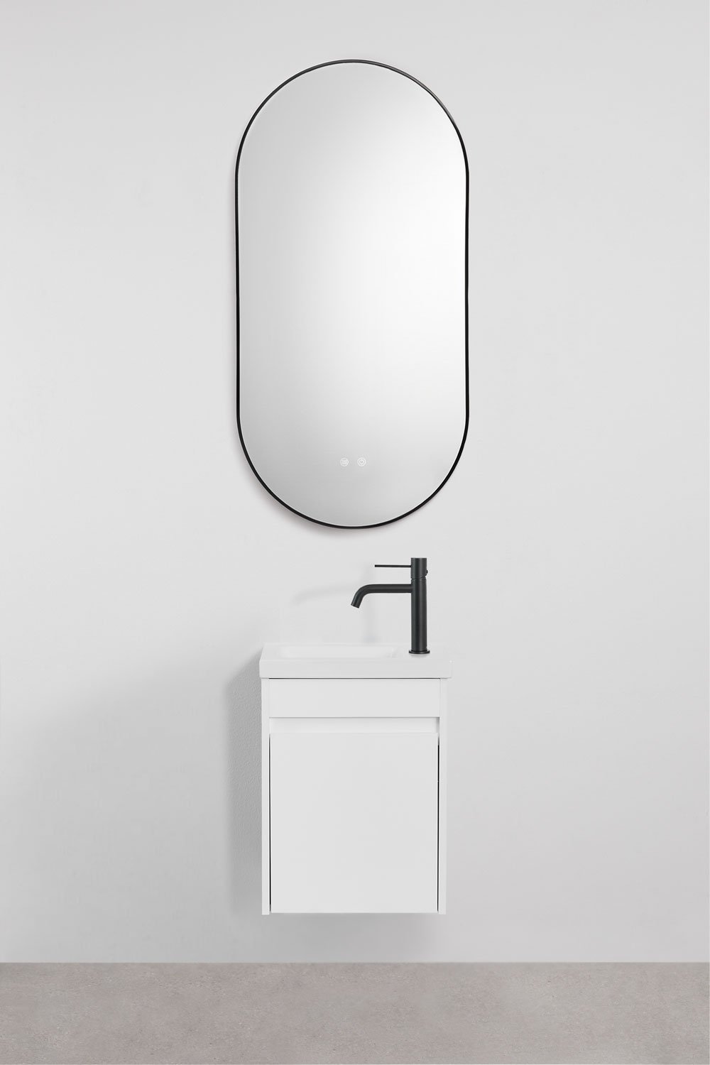 Ensemble meuble de salle de bain suspendu en bois avec lavabo intégré Narek, image de la galerie 2