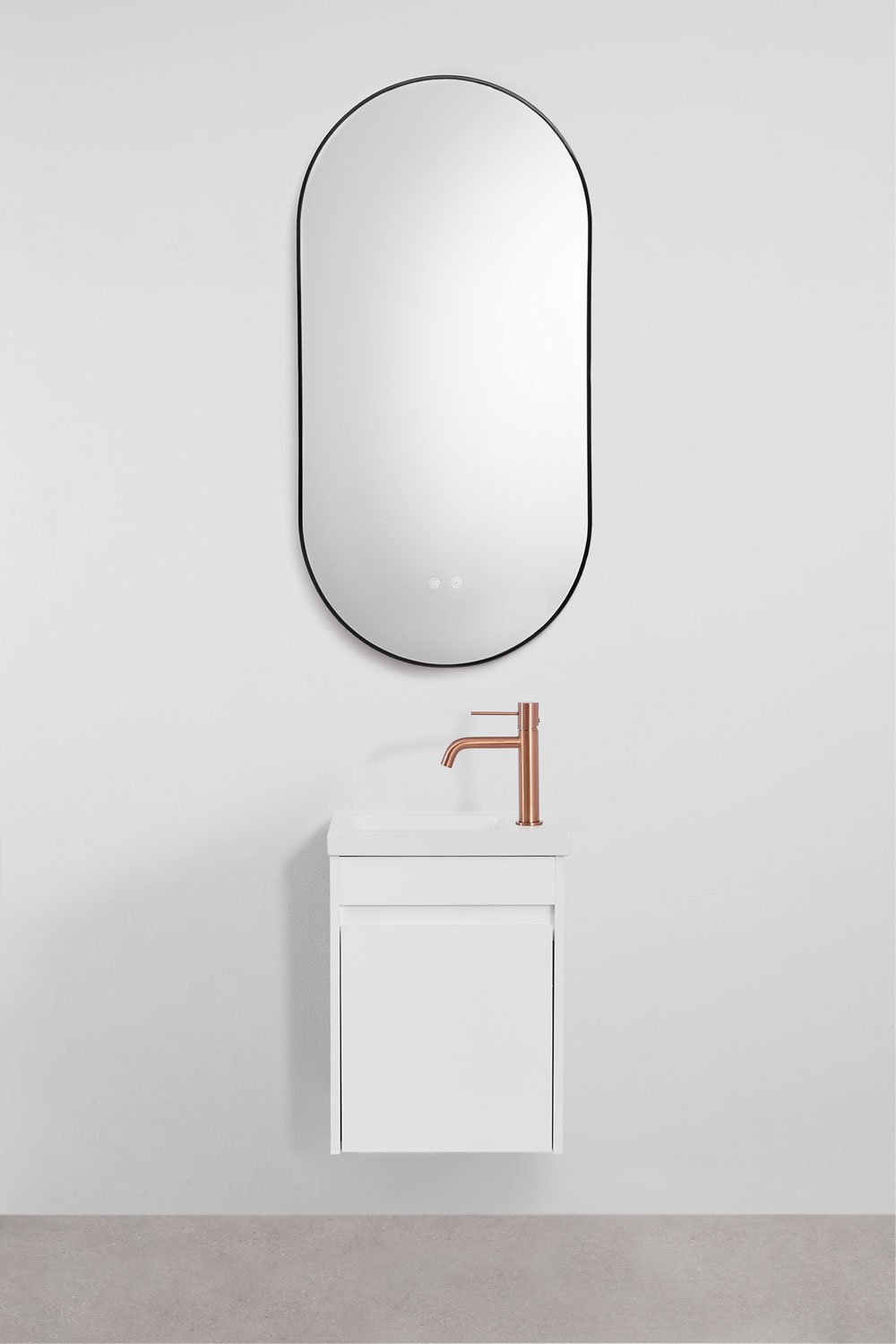 Ensemble de meuble de salle de bain suspendu en bois avec lavabo intégré Narek, image de la galerie 2