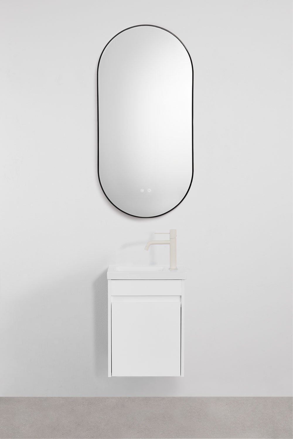 Ensemble de meuble de salle de bain suspendu en bois avec lavabo intégré Narek, image de la galerie 2