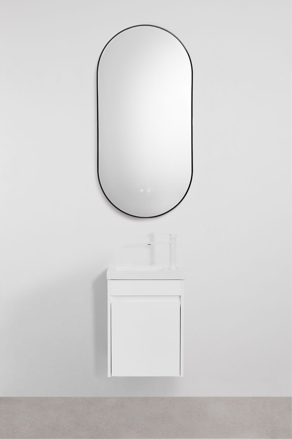 Ensemble de meuble de salle de bain suspendu en bois avec lavabo intégré Narek, image de la galerie 2