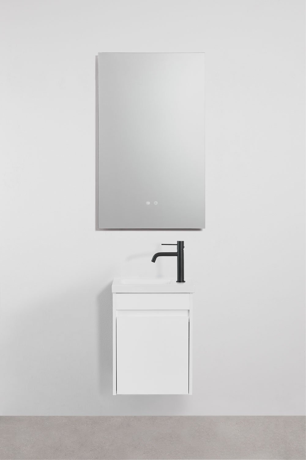 Ensemble meuble de salle de bain suspendu en bois avec lavabo intégré Narek, image de la galerie 2