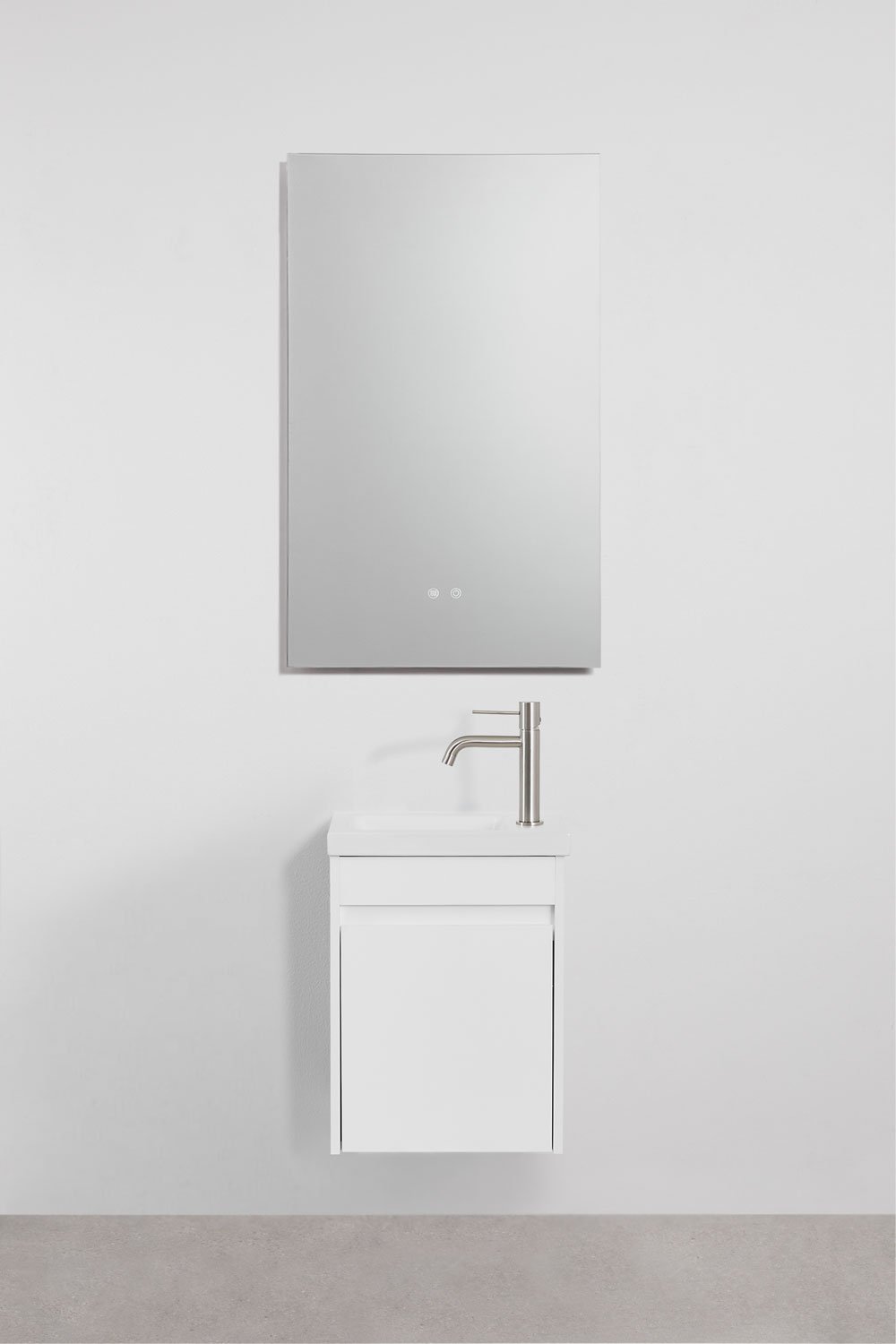 Ensemble meuble de salle de bain suspendu en bois avec lavabo intégré Narek, image de la galerie 2