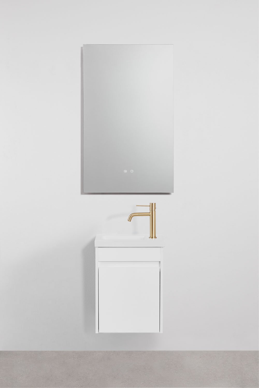 Ensemble meuble de salle de bain suspendu en bois avec lavabo intégré Narek, image de la galerie 2