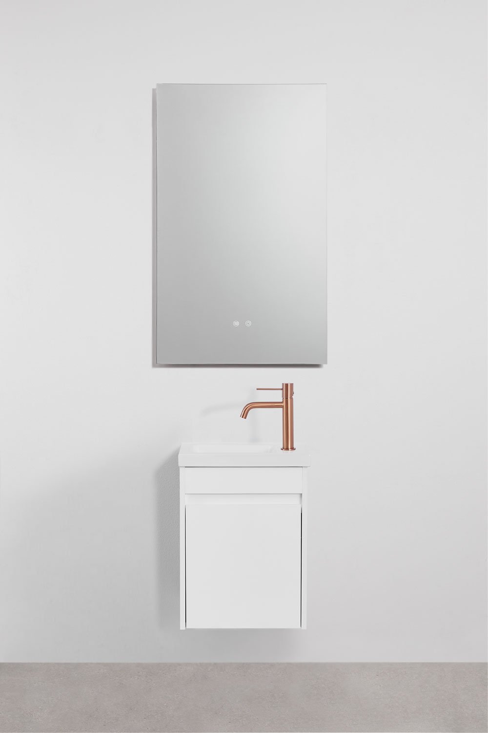 Ensemble meuble de salle de bain suspendu en bois avec lavabo intégré Narek, image de la galerie 2