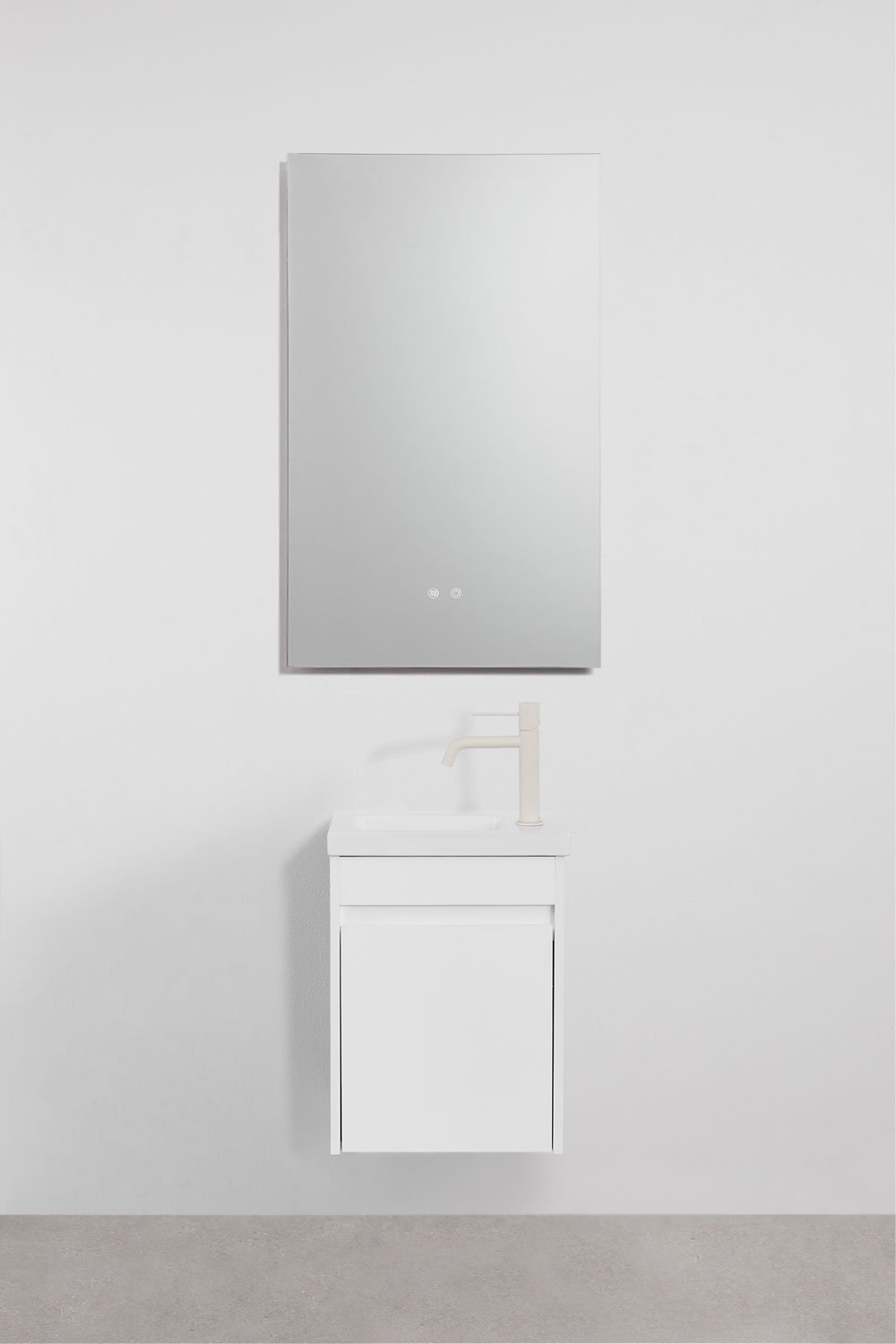 Ensemble meuble de salle de bain suspendu en bois avec lavabo intégré Narek, image de la galerie 2