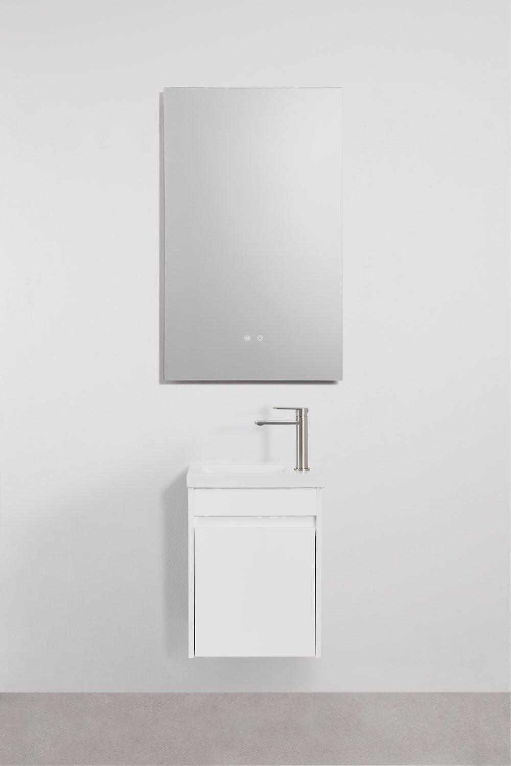 Ensemble meuble de salle de bain suspendu en bois avec lavabo intégré Narek, image de la galerie 2