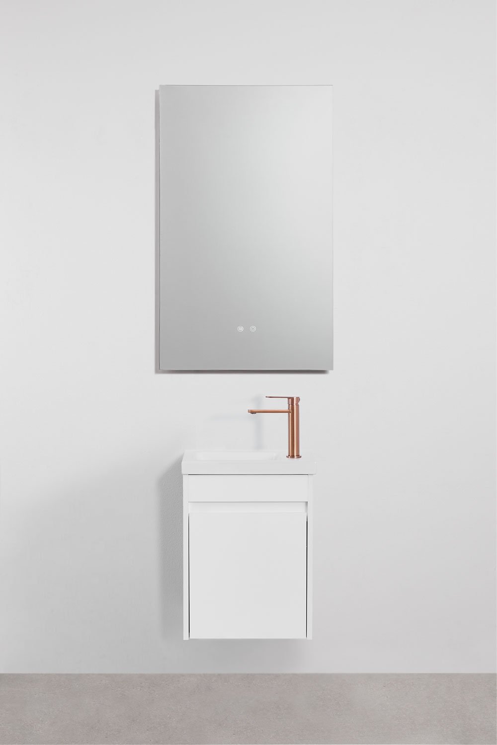 Ensemble meuble de salle de bain suspendu en bois avec lavabo intégré Narek, image de la galerie 2