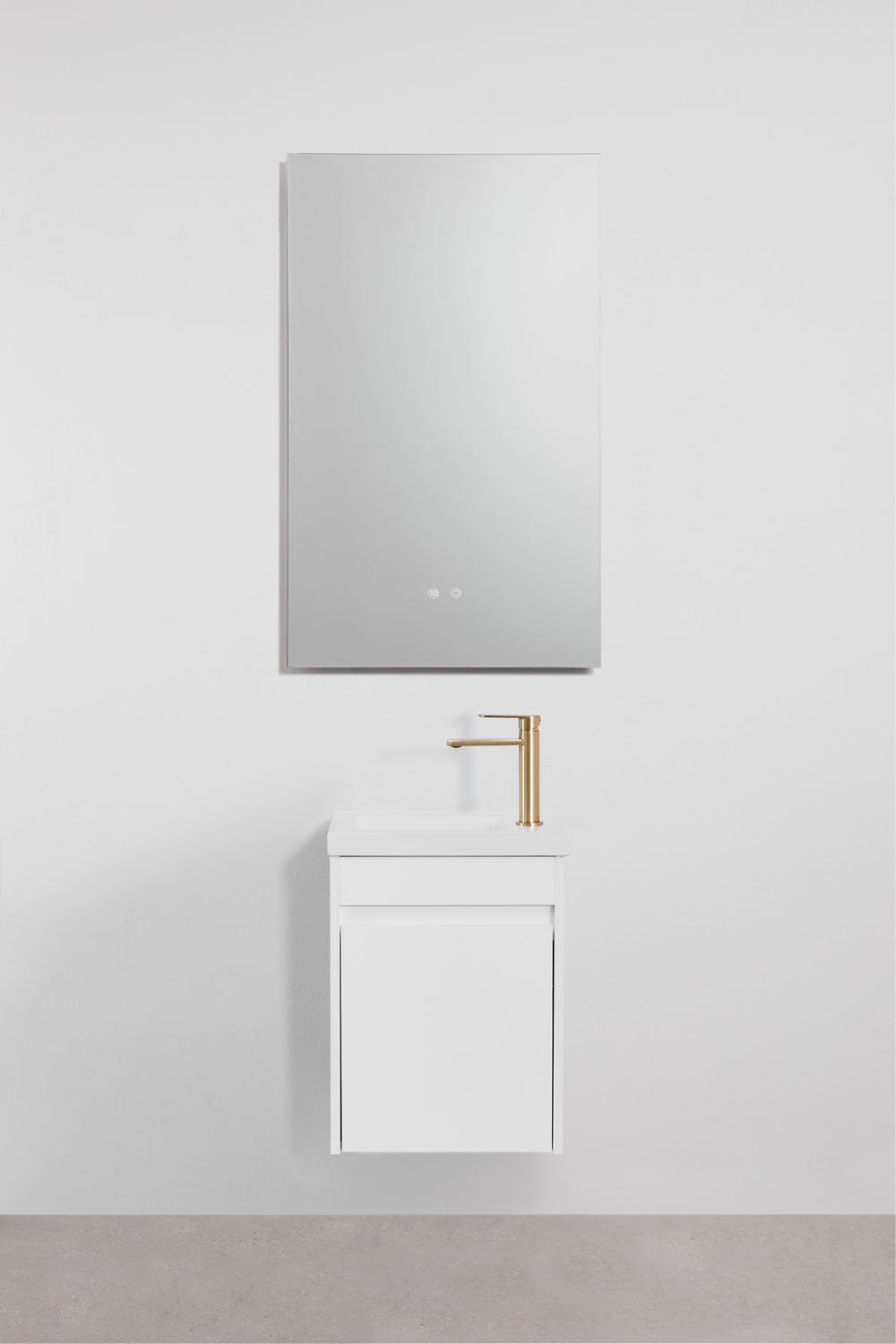 Ensemble meuble de salle de bain suspendu en bois avec lavabo intégré Narek, image de la galerie 2