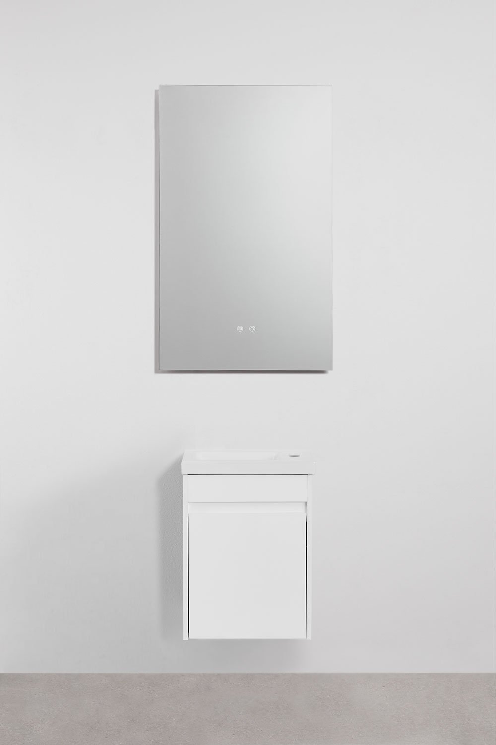 Ensemble meuble de salle de bain suspendu en bois avec lavabo intégré Narek, image de la galerie 2