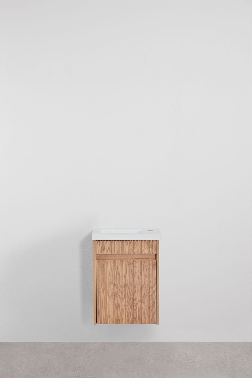 Ensemble de meuble de salle de bain suspendu en bois avec lavabo intégré Narek, image de la galerie 2