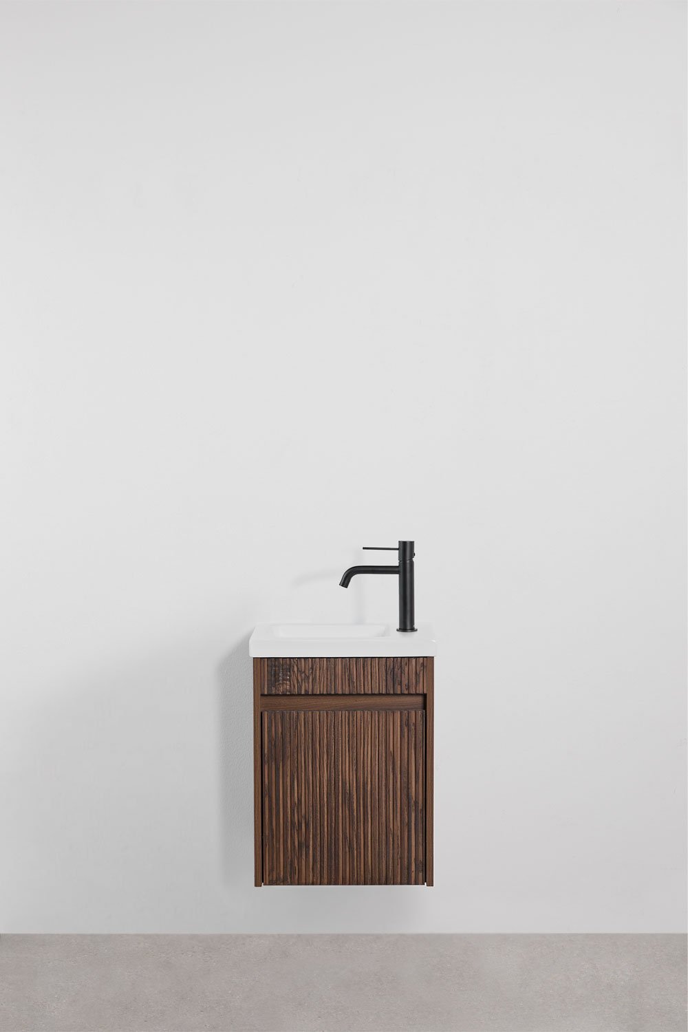 Ensemble de meuble de salle de bain suspendu en bois avec lavabo intégré Narek, image de la galerie 1