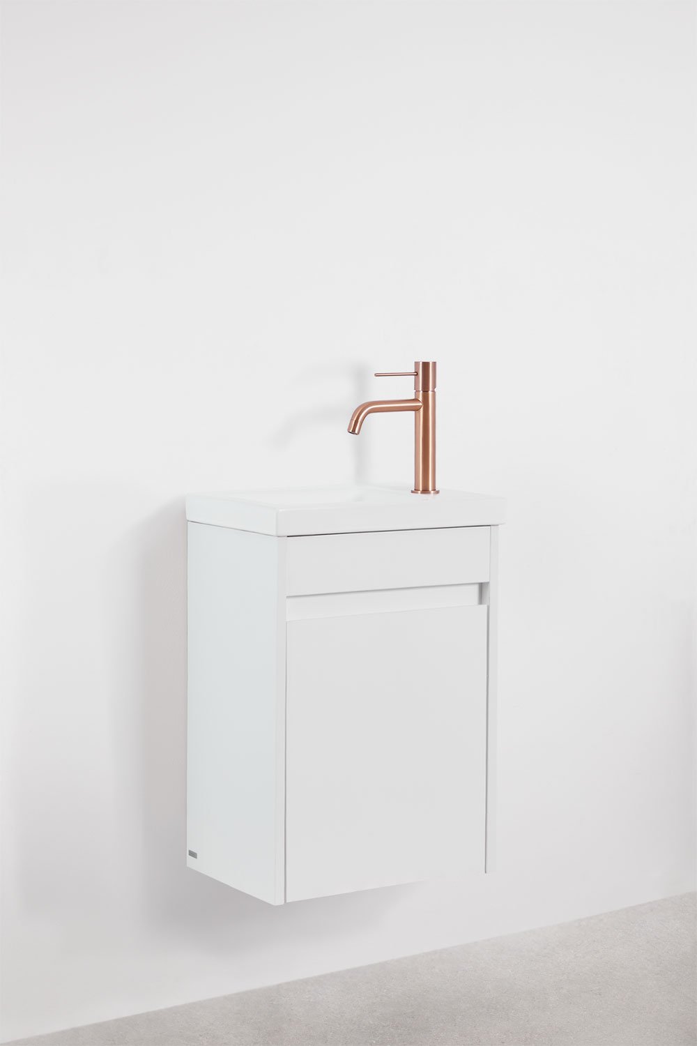 Ensemble de meuble de salle de bain suspendu en bois avec lavabo intégré Narek, image de la galerie 3