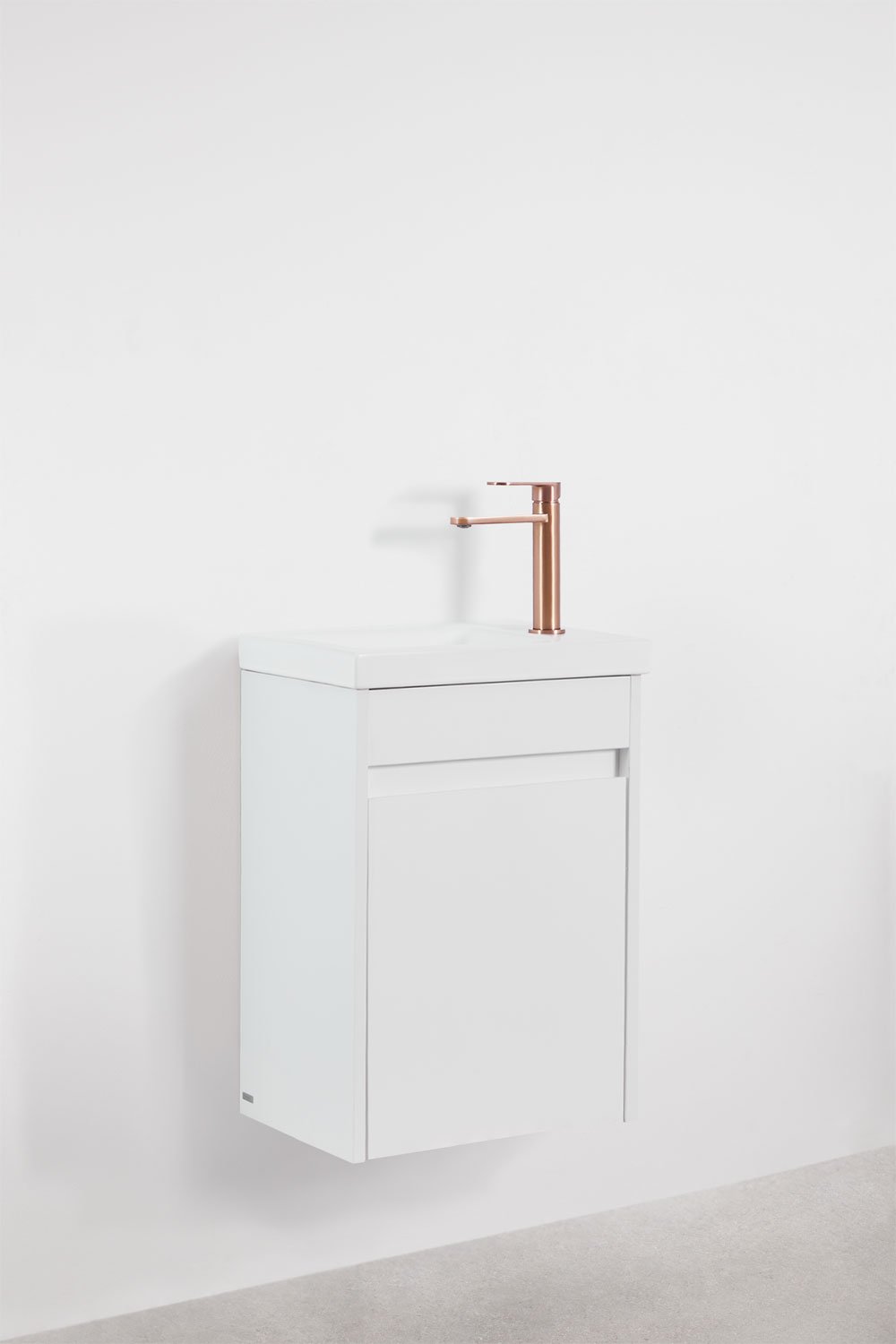 Ensemble de meuble de salle de bain suspendu en bois avec lavabo intégré Narek, image de la galerie 3