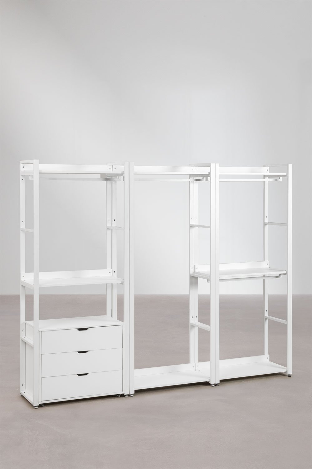 Armoire modulaire ouverte 3 pièces avec tiroirs en acier et MDF Ariaster, image de la galerie 2