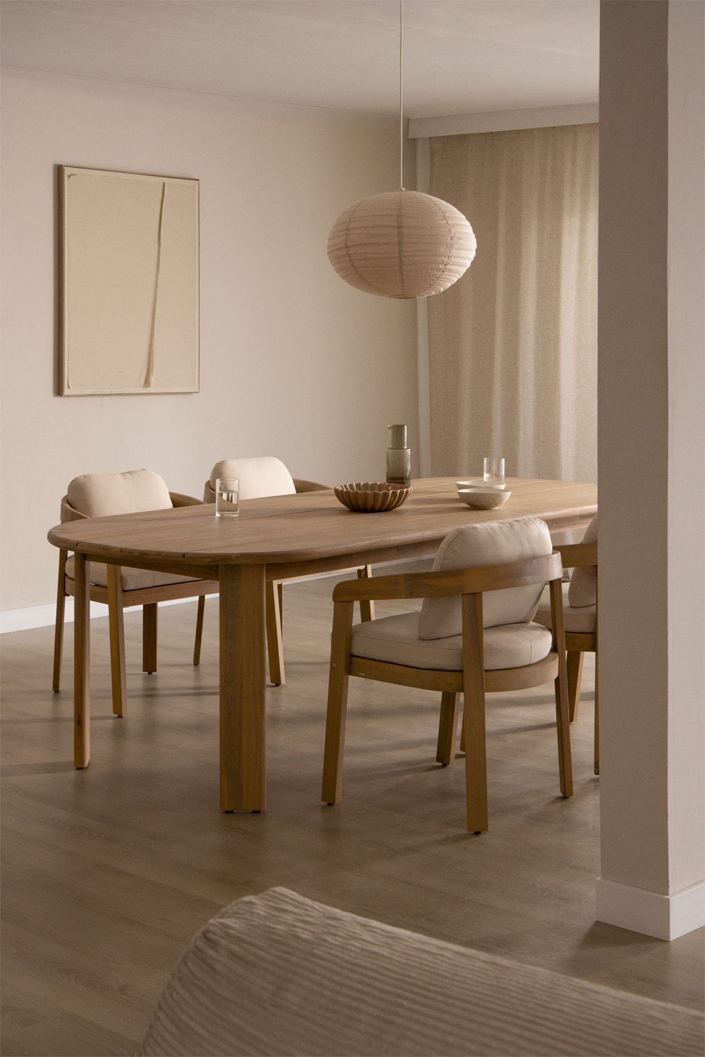 Table à manger ovale 240x100 cm en bois d'acacia Uleno, image de la galerie 1