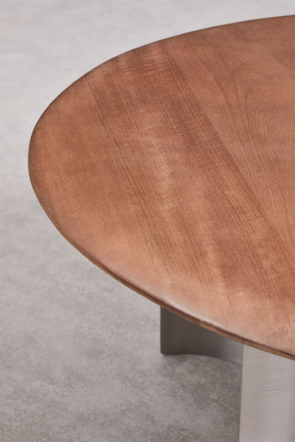 Table basse ronde Ø80 cm en bois de manguier et acier inoxydable Marvion, image de la galerie 5