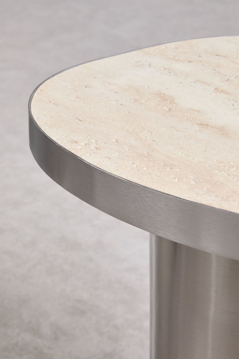 Table de chevet en travertin et acier inoxydable Fertrix, image de la galerie 2