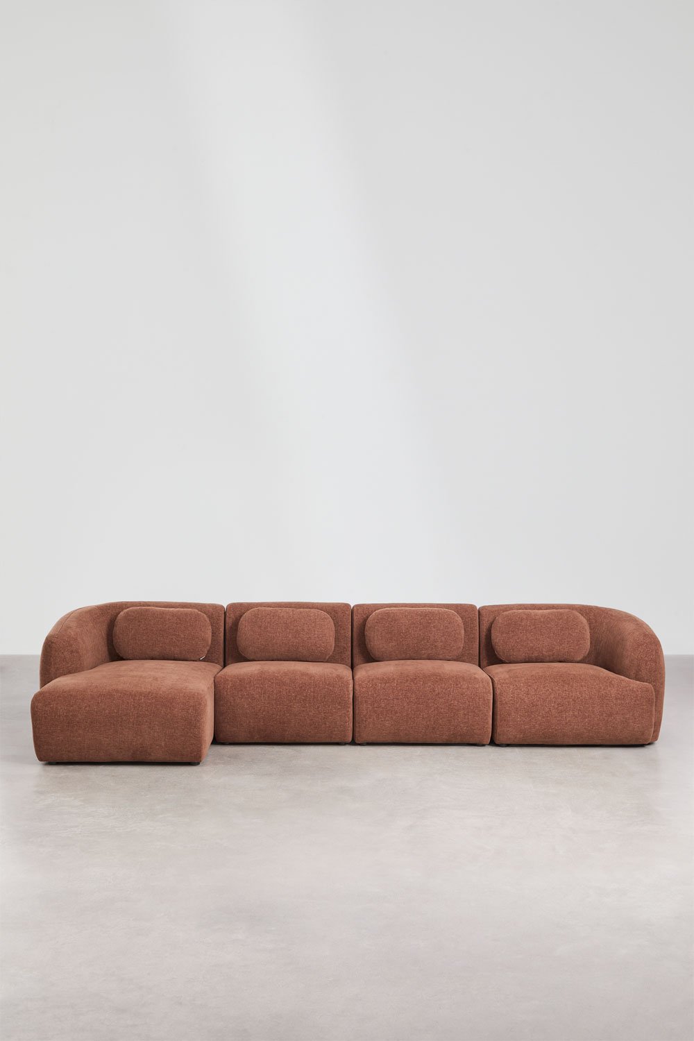 Canapé modulable avec méridienne gauche 4 pièces en chenille Coquette, image de la galerie 5