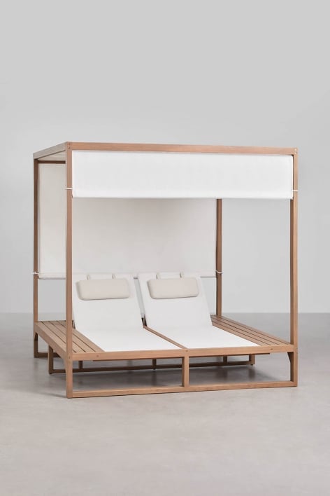 Lit balinais inclinable en bois d'eucalyptus Dune